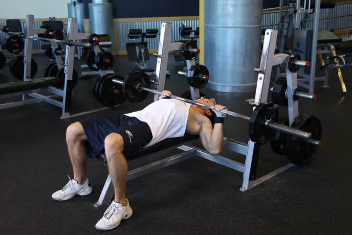 Barbell Guillotine Bench Press — End position