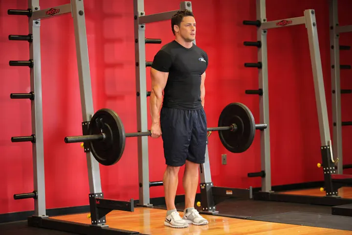 Barbell Shrug Behind The Back — Start position