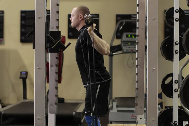 Box Squat with Bands — Start position
