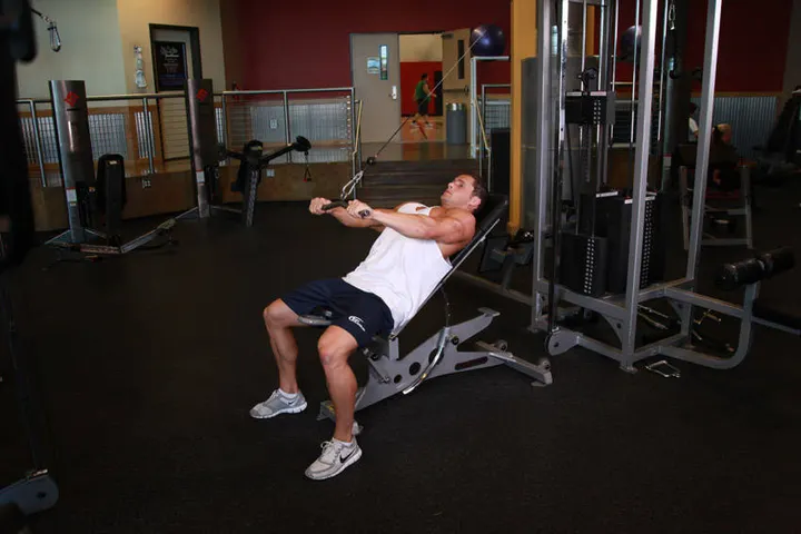 Cable Incline Pushdown — End position