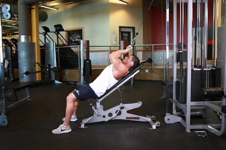 Cable Incline Triceps Extension — Start position