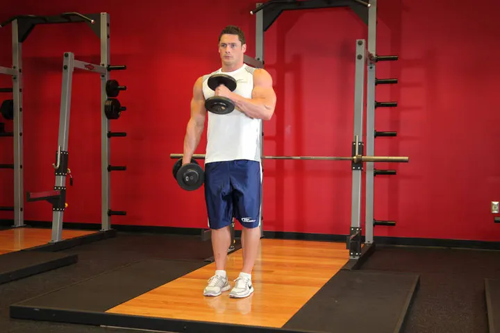 Cross Body Hammer Curl — End position
