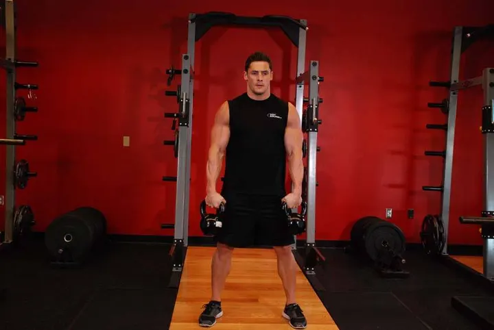 Double Kettlebell Snatch — Start position