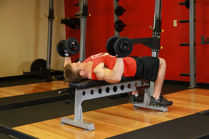 Dumbbell Bench Press — Start position