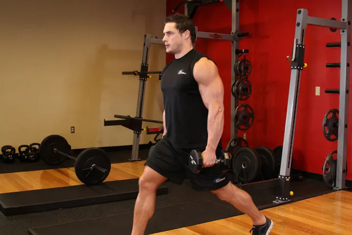 Dumbbell Lunges — Start position
