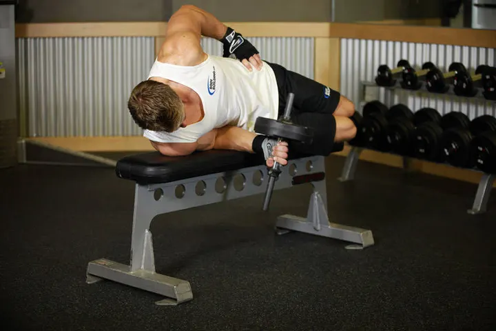 Dumbbell Lying Supination — Start position