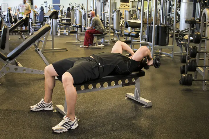 Dumbbell Tricep Extension -Pronated Grip — Start position
