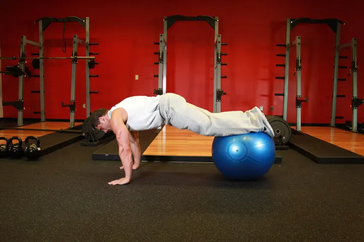Exercise Ball Pull-In — Start position