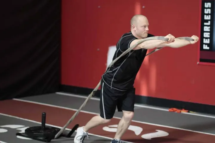 Forward Drag with Press — End position