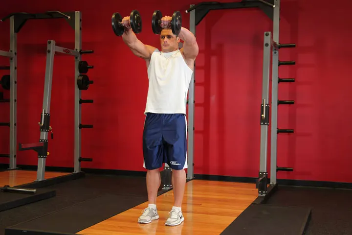 Front Two-Dumbbell Raise — End position