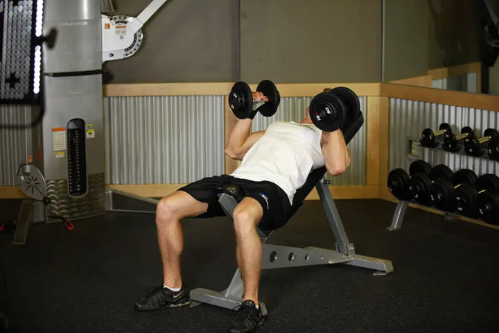 Hammer Grip Incline DB Bench Press — Start position