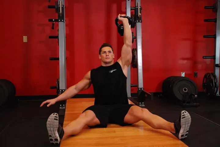 Kettlebell Seated Press — End position