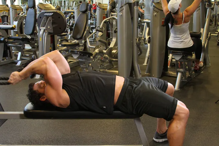 Low Cable Triceps Extension — Start position