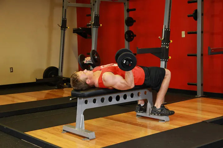 Lying Supine Dumbbell Curl — Start position