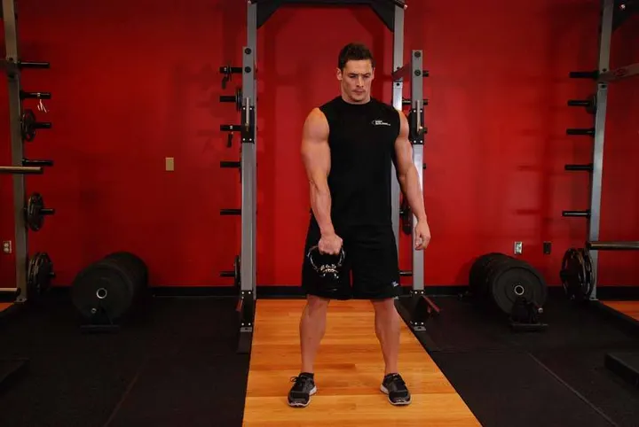 One-Arm Kettlebell Split Snatch — Start position