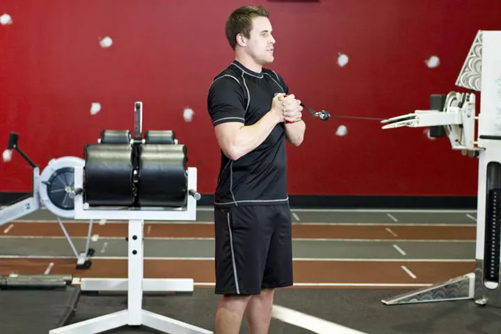 Pallof Press With Rotation — Start position