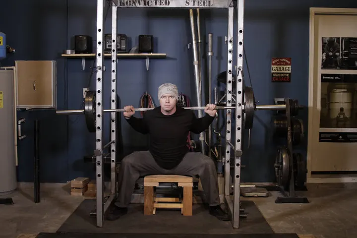 Reverse Band Box Squat — End position