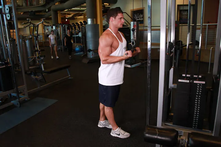 Reverse Grip Triceps Pushdown — Start position