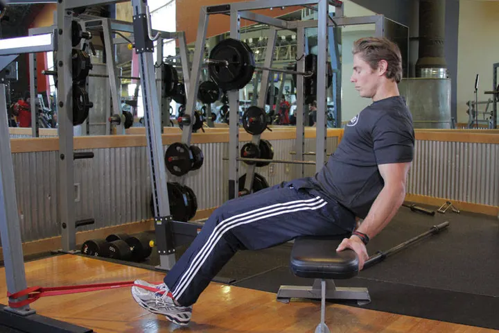 Seated Band Hamstring Curl — Start position