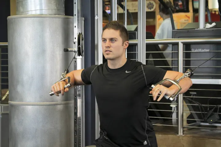 Standing Cable Chest Press — Start position