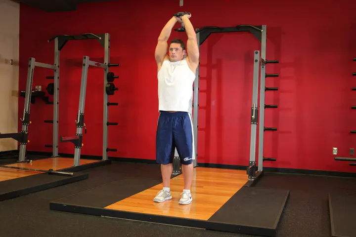 Standing Dumbbell Triceps Extension — Start position