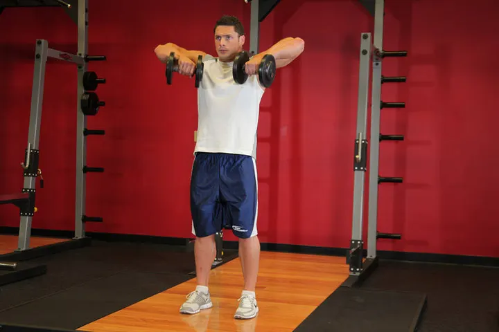 Standing Dumbbell Upright Row — Start position