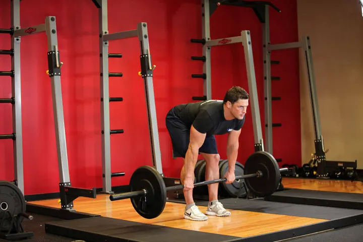 Stiff-Legged Barbell Deadlift — Start position
